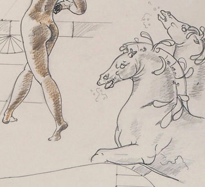 BT Maria MORGAN, SNELL: Der Mann und der Löwe, Original signierte Lithographie