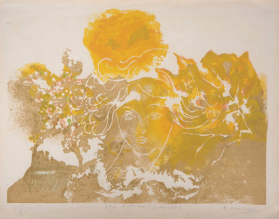 D. LAVOYU : Les femmes nues et les chevaux, Lithographie originale signée