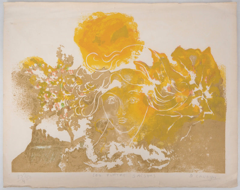 D. LAVOYU : Les femmes nues et les chevaux, Lithographie originale signée