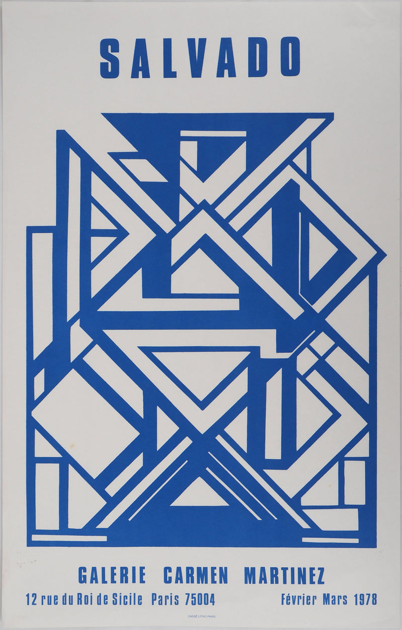 Jacinto SALVADO : Structure bleue, Affiche en lithographie