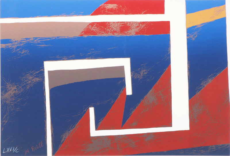 Jean-Marc BOLZE : Composition rouge et bleu, Sérigraphie originale signée