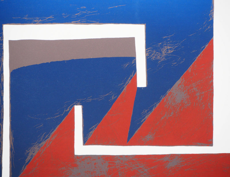Jean-Marc BOLZE : Composition rouge et bleu, Sérigraphie originale signée