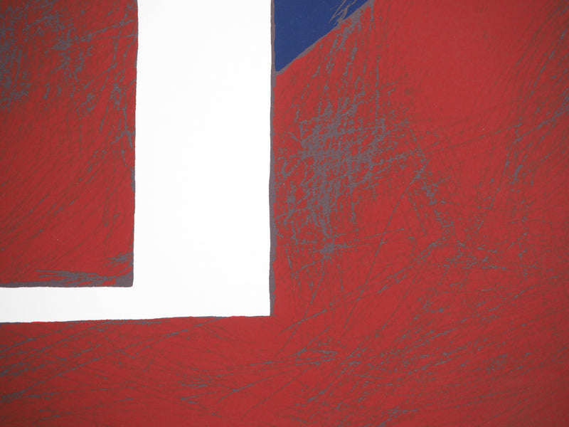 Jean-Marc BOLZE : Composition rouge et bleu, Sérigraphie originale signée