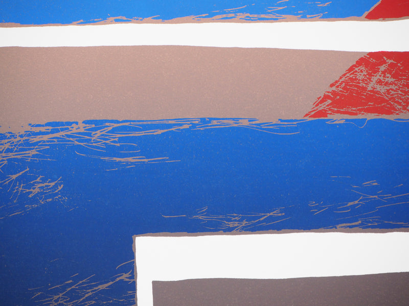 Jean-Marc BOLZE : Composition rouge et bleu, Sérigraphie originale signée
