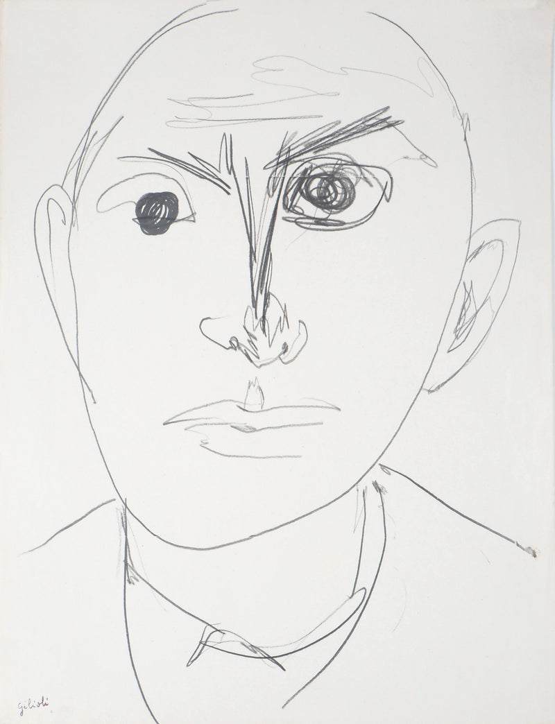 Emile GILIOLI : Visage masculin, Dessin original signé