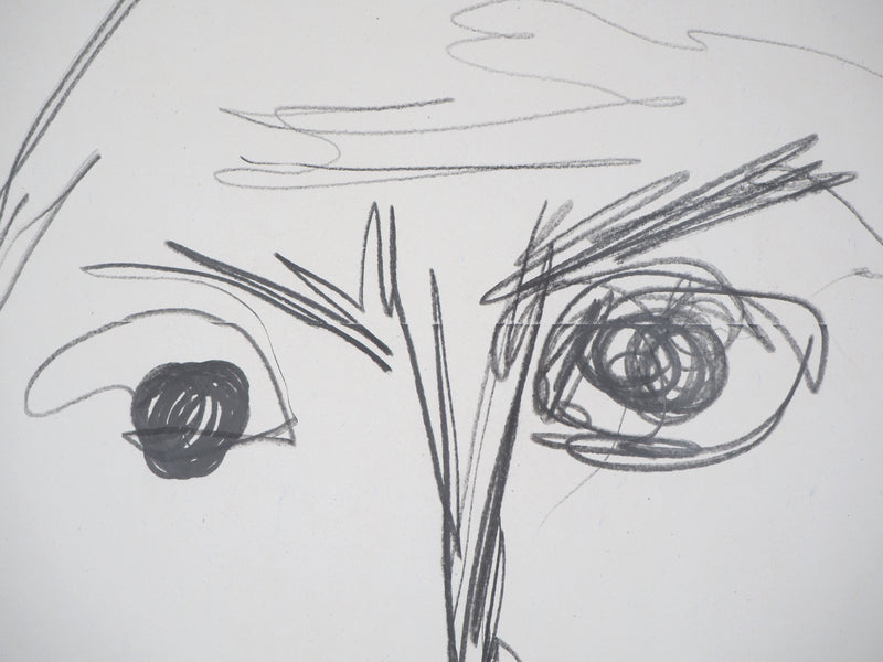 Emile GILIOLI : Visage masculin, Dessin original signé