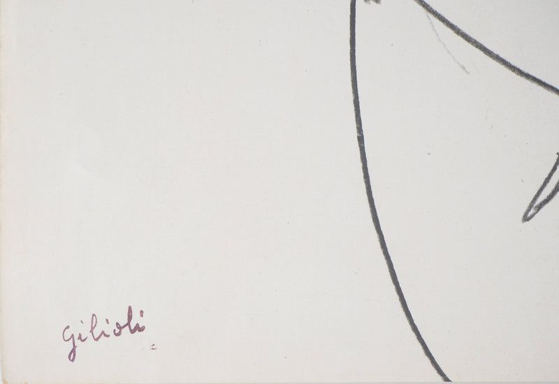 Emile GILIOLI : Visage masculin, Dessin original signé
