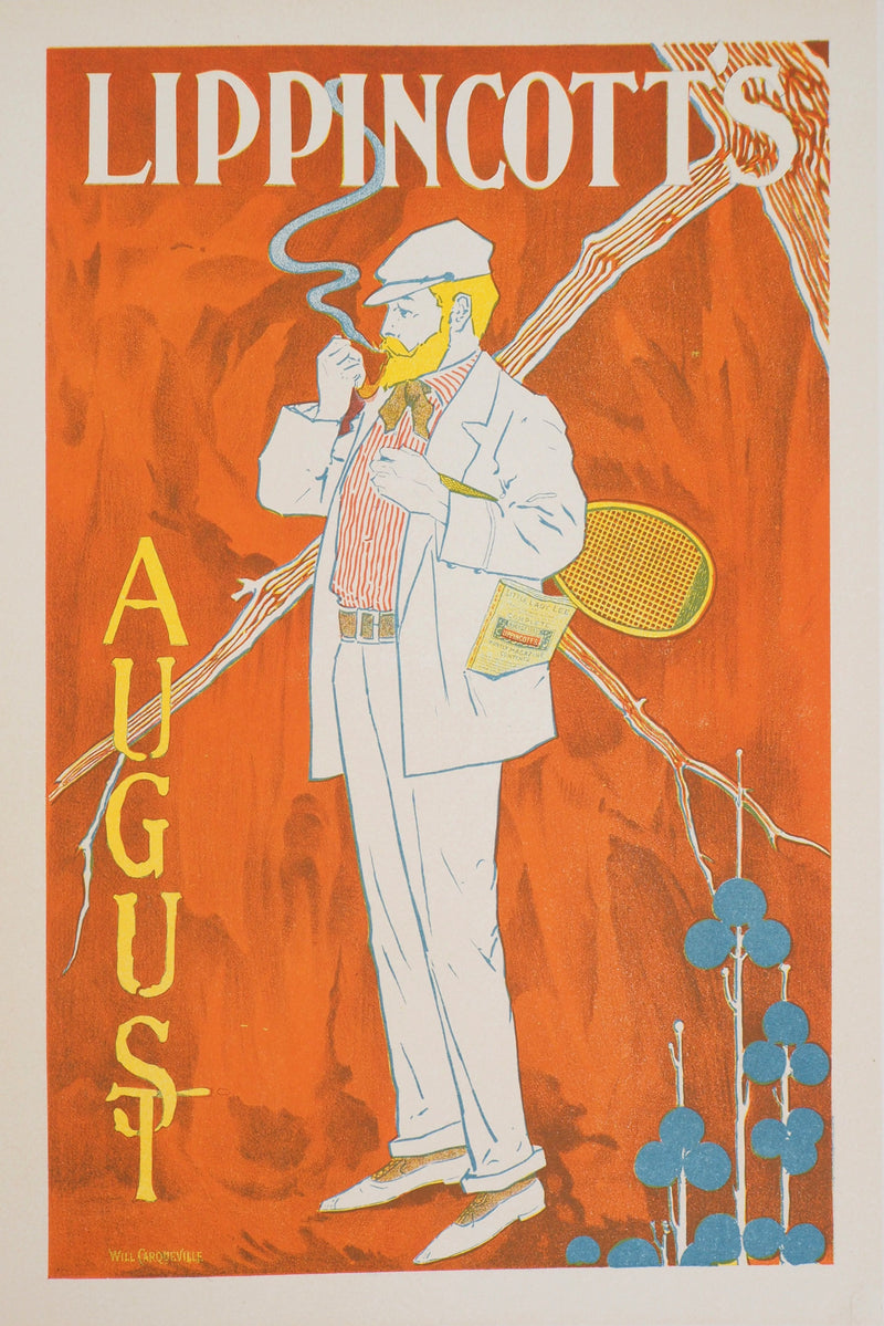 William CARQUEVILLE : Tennisman élégant, Lithographie originale signée