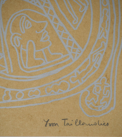 Yvon TAILLANDIER : Paris, La Tour Eiffel en argenté sur crème, Sérigraphie originale signée