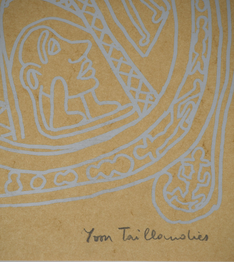 Yvon TAILLANDIER : Paris, La Tour Eiffel en argenté sur crème, Sérigraphie originale signée