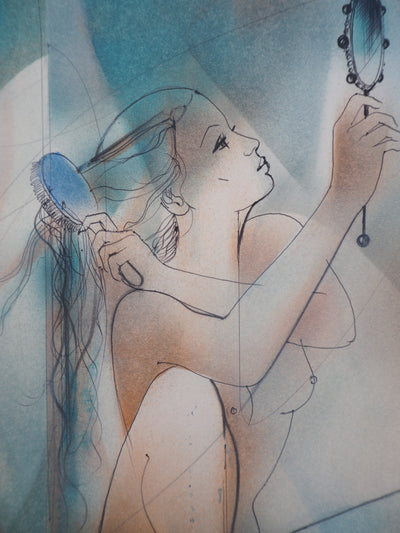 Jean-Baptiste VALADIE : Jeune femme et étalon blanc, Aquarelle originale (photo de détail 7) - Crédit photo : Galerie Art.Paris