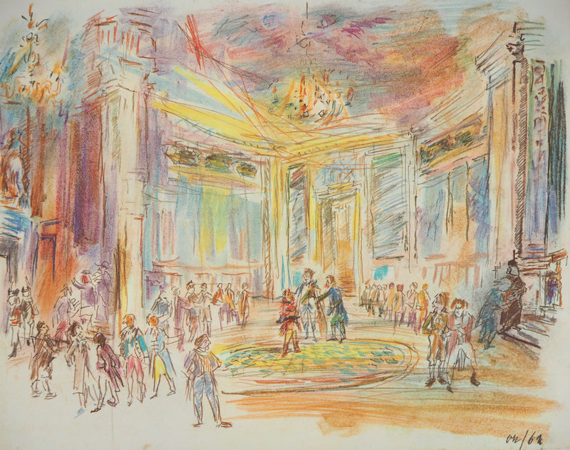 Oskar KOKOSCHKA : La salle du palais, photolithographie signée