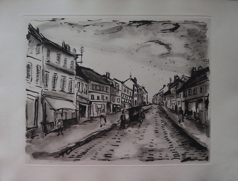 Maurice DE VLAMINCK : La rue populaire, Gravure originale signée