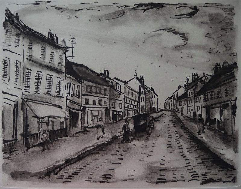 Maurice DE VLAMINCK : La rue populaire, Gravure originale signée