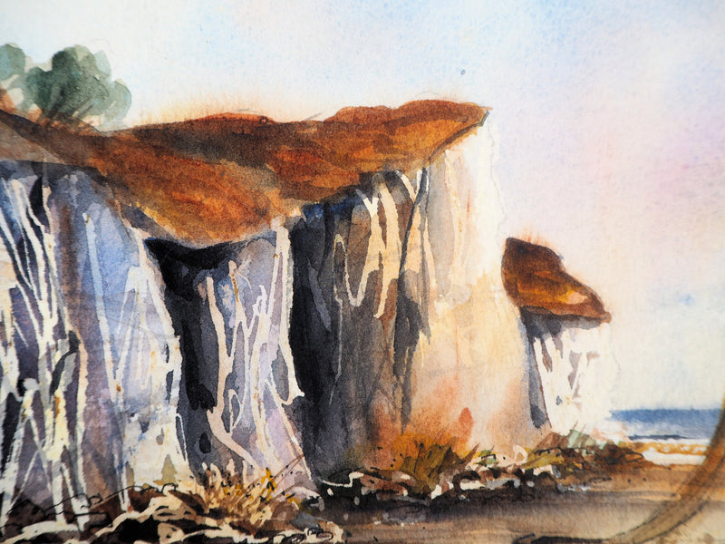 Jean Luc LE GALL : Le bateau échoué, Aquarelle originale signée