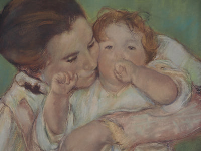 Mary CASSATT : Tendresse maternelle : Mère et enfant, Lithographie signée