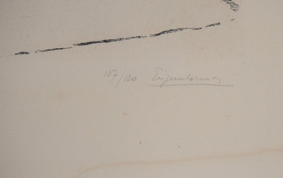 Eugène CORNEAU : Ferme sous la neige, Gravure originale signée