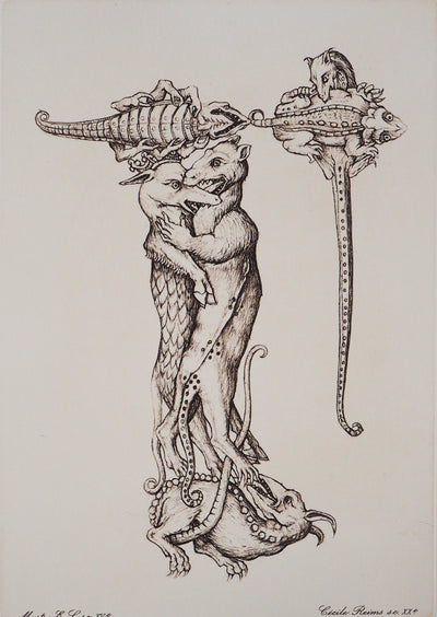 Cécile REIMS : Les rats qui s’entre-dévorent, R, Gravure originale signée