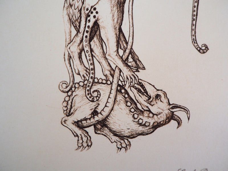Cécile REIMS : Les rats qui s’entre-dévorent, R, Gravure originale signée