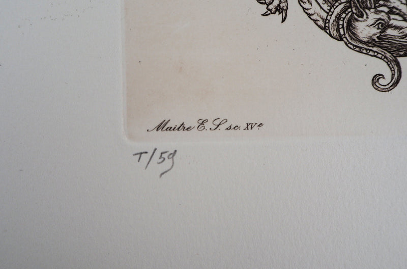 Cécile REIMS : Chaîne animale, T, Gravure originale signée