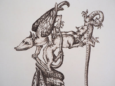 Cécile REIMS : Chaîne animale, T, Gravure originale signée