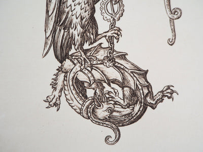 Cécile REIMS : Chaîne animale, T, Gravure originale signée