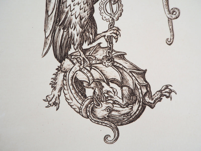 Cécile REIMS : Chaîne animale, T, Gravure originale signée