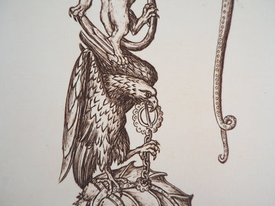 Cécile REIMS : Chaîne animale, T, Gravure originale signée