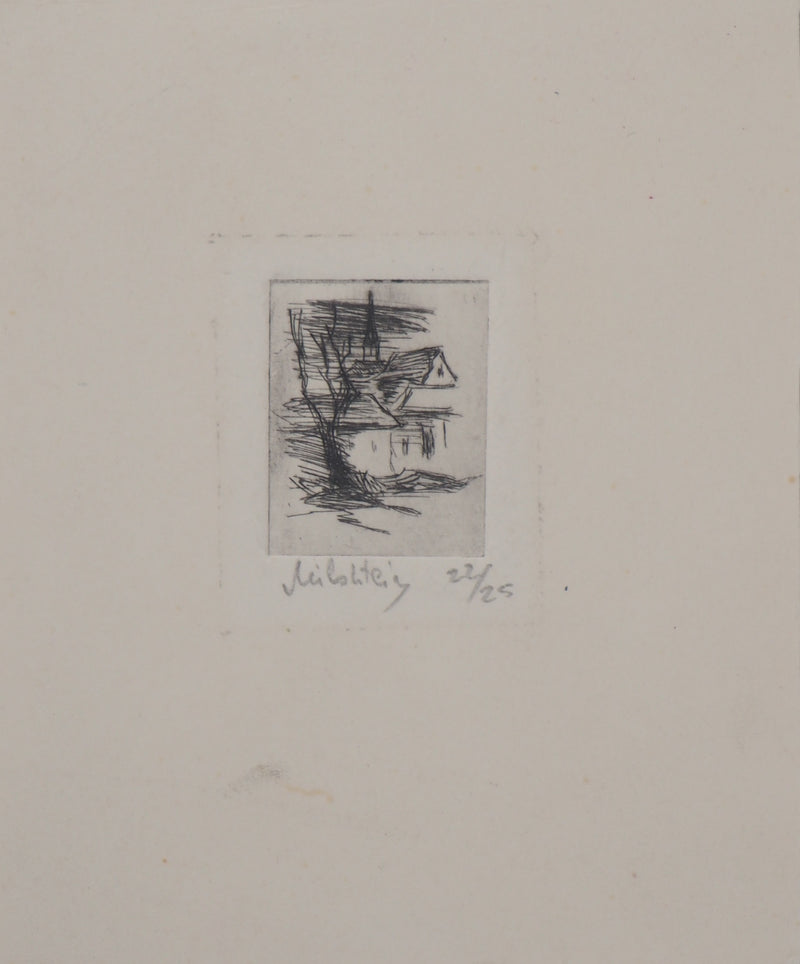 Zvi MILSHTEIN : Paysage de campagne, Gravure originale signée