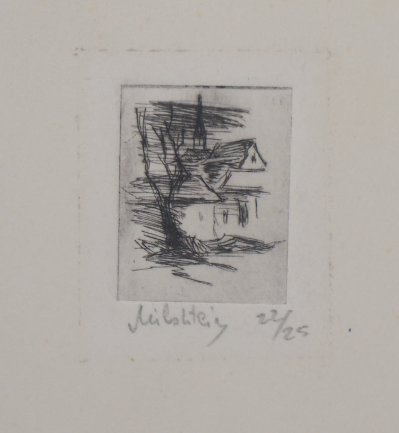 Zvi MILSHTEIN : Paysage de campagne, Gravure originale signée