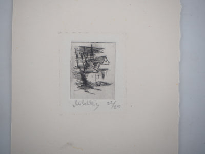 Zvi MILSHTEIN : Paysage de campagne, Gravure originale signée