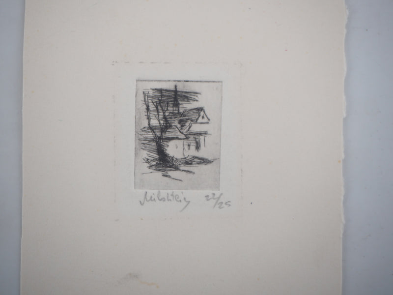 Zvi MILSHTEIN : Paysage de campagne, Gravure originale signée