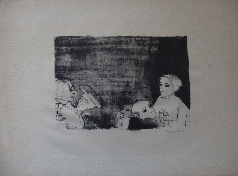 François HEAULMÉ : Solidarité, Lithographie originale signée