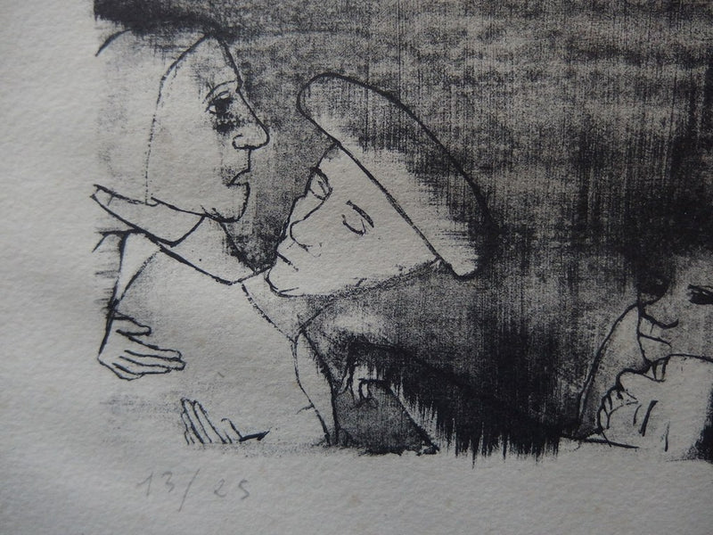 François HEAULMÉ : Solidarité, Lithographie originale signée