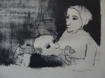 François HEAULMÉ : Solidarité, Lithographie originale signée