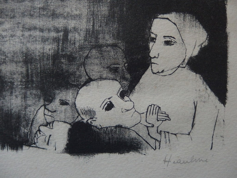 François HEAULMÉ : Solidarité, Lithographie originale signée