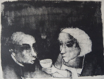 François HEAULMÉ : La soupe des pauvres, Lithographie originale signée