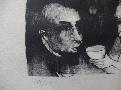 François HEAULMÉ : La soupe des pauvres, Lithographie originale signée