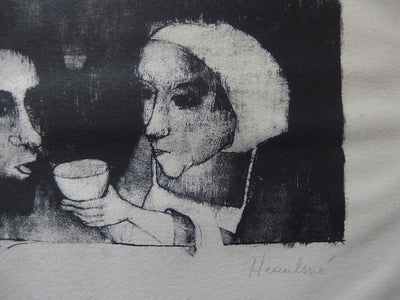 François HEAULMÉ : La soupe des pauvres, Lithographie originale signée