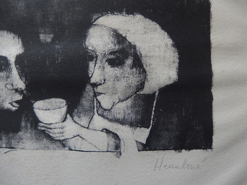 François HEAULMÉ : La soupe des pauvres, Lithographie originale signée