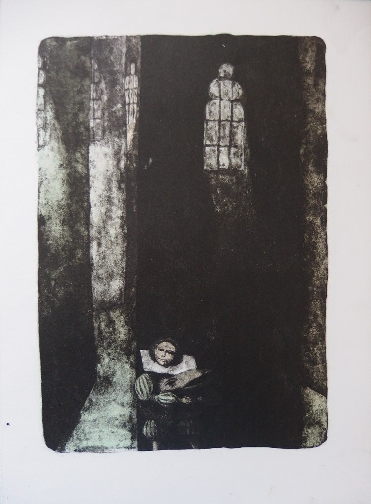 BTIna François HEAULMÉ, Portrait of a Breton woman, Original signed lithograph