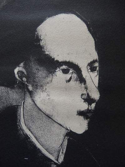 François HEAULMÉ : Portrait d'un jeune homme, Lithographie originale signée