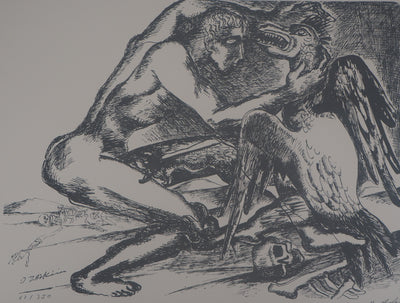 AFFdV Ossip ZADKINE: Mythology Hercules and the bird of Lake Stymphale, Original signed lithograph