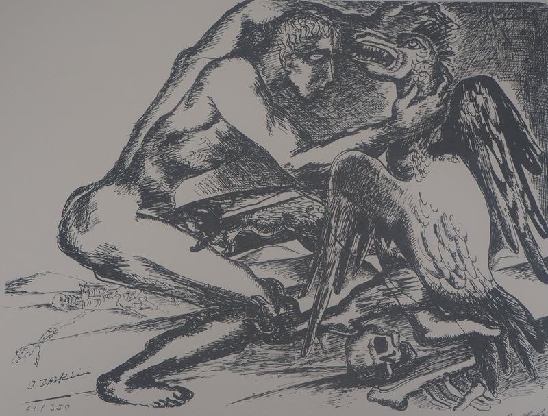 AFFdV Ossip ZADKINE: Mythology Hercules and the bird of Lake Stymphale, Original signed lithograph