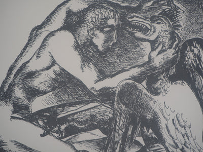 AFFdV Ossip ZADKINE: Mythology Hercules and the bird of Lake Stymphale, Original signed lithograph