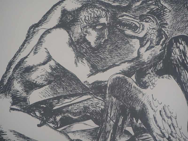 AFFdV Ossip ZADKINE: Mythology Hercules and the bird of Lake Stymphale, Original signed lithograph