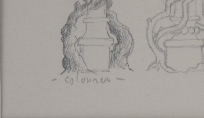 François HOUTIN : Les colonnes, Dessin original signé