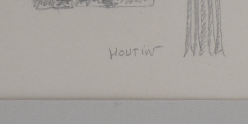 François HOUTIN : Les colonnes, Dessin original signé