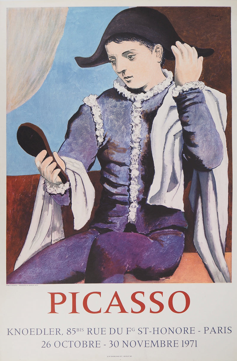 Pablo PICASSO : Arlequin avec un miroir, Affiche originale (photo de détail 7) - Crédit photo : Galerie Art.Paris