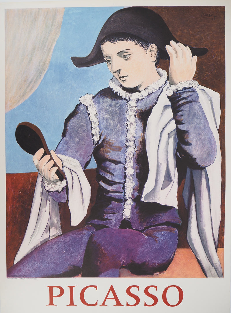 Pablo PICASSO : Arlequin avec un miroir, Affiche originale (vue générale) - Crédit photo : Galerie Art.Paris